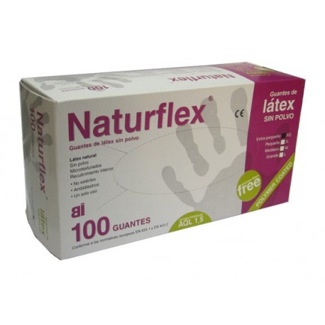 GUANTES LATEX S/ POLVO NATURFLEX MICRO (C/100 UNID)